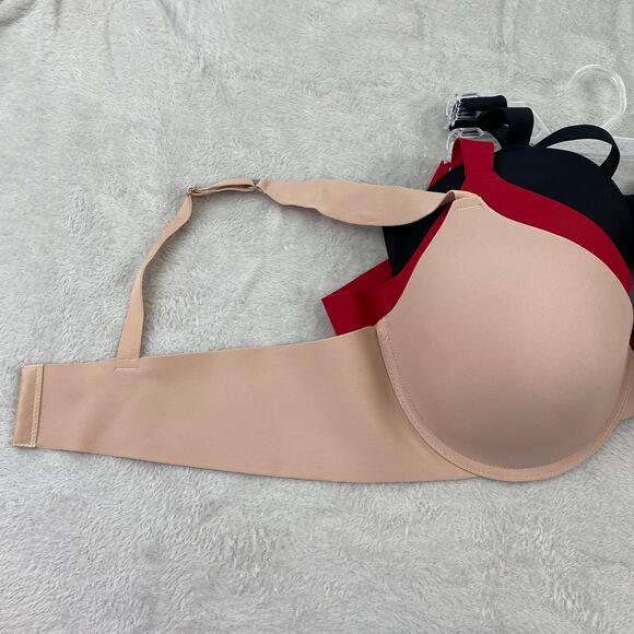Vince Camuto Full Figure‎ Spacer T-Shirt Bras 42C 3-Pack Skin Tone Red Black NWT - Picture 3 of 9